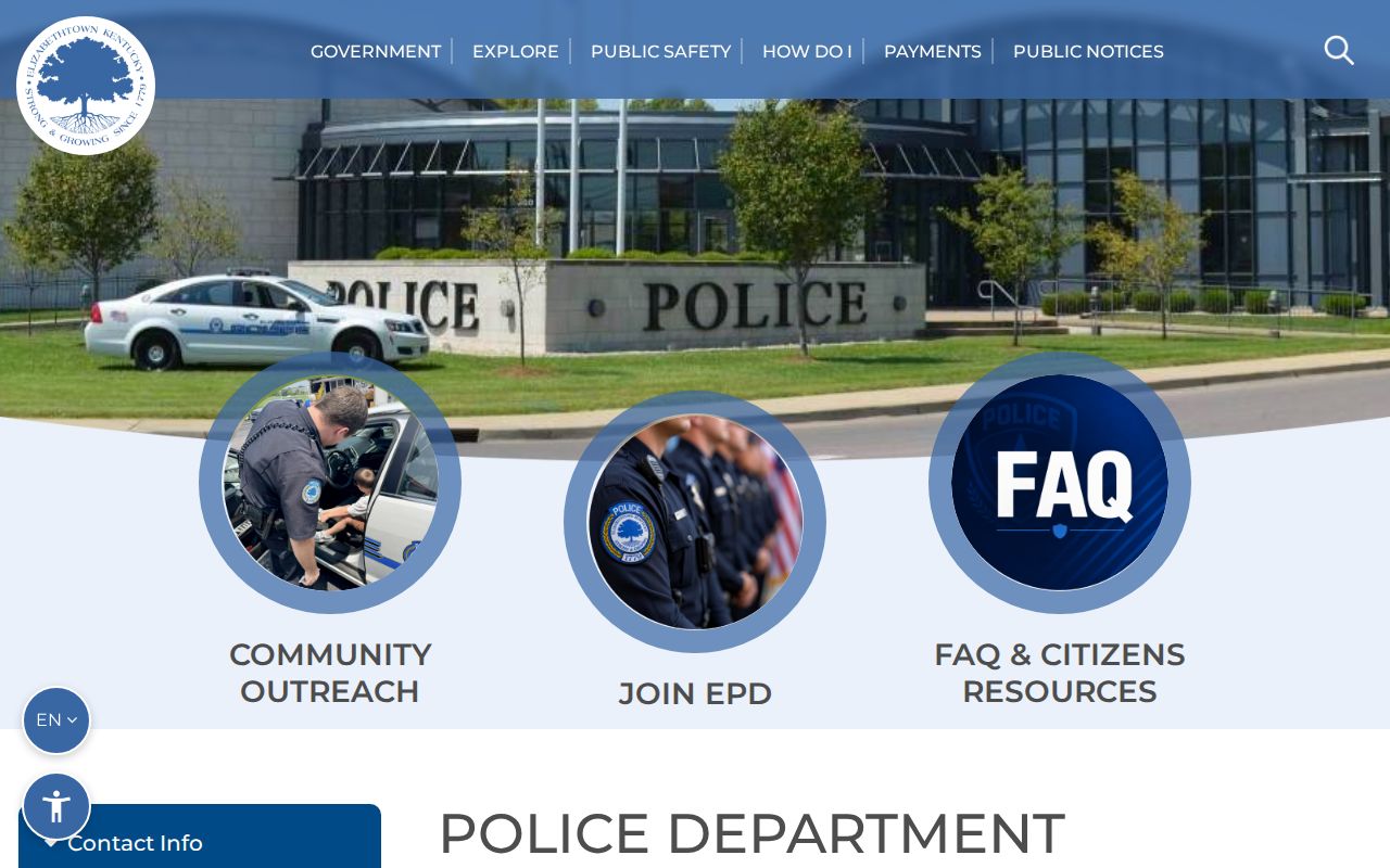 Elizabethtown Police Department official arrest records source in Hardin County